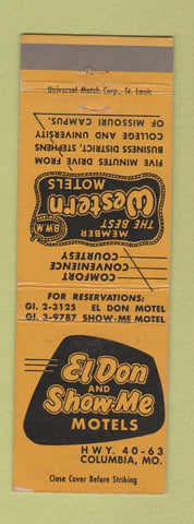 Matchbook Cover - El Don and Show Me Motels Columbia MO