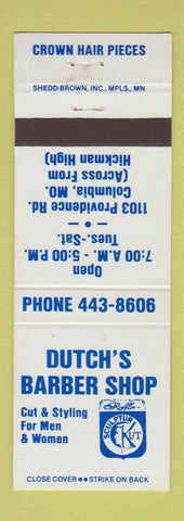 Matchbook Cover - Dutch's Barber Shop Columbia MO