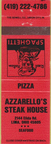 Matchbook Cover - Azzarello's Steak House Lima OH