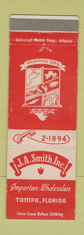 Matchbook Cover - JA Smith Importers Tampa FL