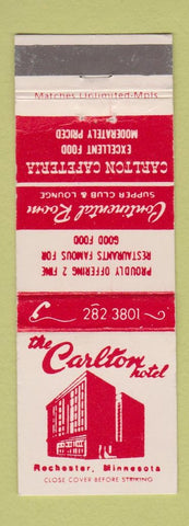 Matchbook Cover - Carlton Hotel Rochester MN