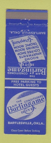Matchbook Cover - Burlingame Hotel Bartlesville OK