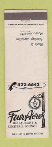 Matchbook Cover - Four Acres Restaurant Sterling Junction MA