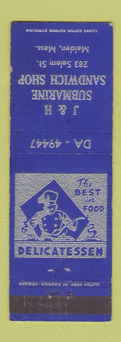 Matchbook Cover - J&H Submarine Shop Malden MA