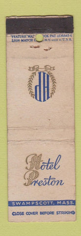 Matchbook Cover - Hotel Preston Swampscott MA feature WORN