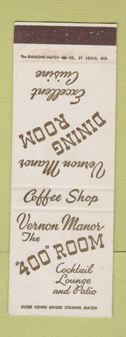 Matchbook Cover - Vernon Manor Hotel Cincinnati OH