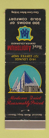 Matchbook Cover - Hotel Auditorium Denver Colorado
