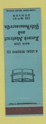 Matchbook Cover - Record Abstract Title Insurance Denver Colorado