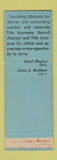 Matchbook Cover - Record Abstract Title Insurance Denver Colorado