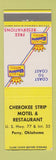 Matchbook Cover - Cherokee Strip Motel Restaurant Perry OK