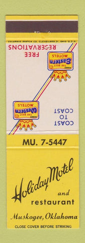 Matchbook Cover - Holiday Motel Muskogee OK Best WEstern