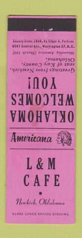 Matchbook Cover - L&M Cafe Newkirk OK Perkins Americana WEAR