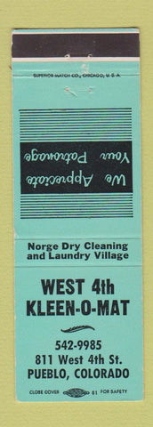 Matchbook Cover - West 4th Kleen O Mat Laundry Pueblo Colorado
