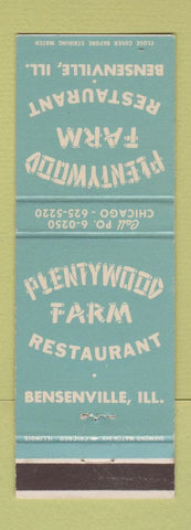 Matchbook Cover - Plentywood Farm Restaurant Bensenville MA