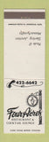 Matchbook Cover - Four Acres Restaurant Sterling Junction MA