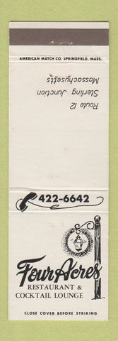 Matchbook Cover - Four Acres Restaurant Sterling Junction MA