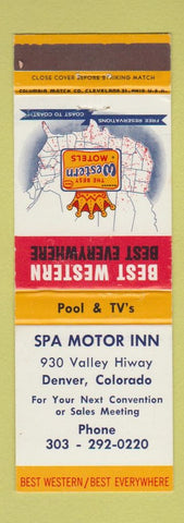 Matchbook Cover - Spa Motor Inn Denver Colorado Best Western