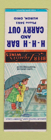 Matchbook Cover - HHH Bar Carry Out Huron OH