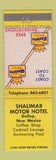 Matchbook Cover - Shalimar Motor Hotel Gallup NM WEAR