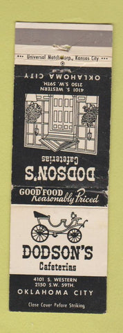 Matchbook Cover - Dodson's Cafeterias Oklahoma City OK WORN