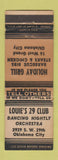 Matchbook Cover - Louie's 29 Club Oklahoma City OK WORN
