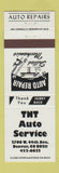 Matchbook Cover - TNT Auto Service Denver Colorado