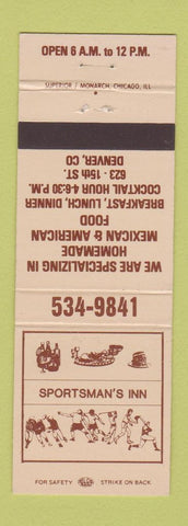 Matchbook Cover - Sportsman's Inn Denver Colorado Mexican Food