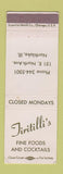 Matchbook Cover - Tiritilli's Restaurant Northlake IL WEAR