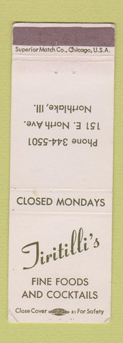 Matchbook Cover - Tiritilli's Restaurant Northlake IL WEAR