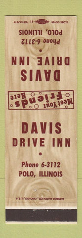 Matchbook Cover - Davis Drive Inn Polo IL