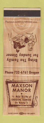 Matchbook Cover - Maxson Manor Oregon IL restaurant WEAR