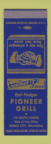 Matchbook Cover - Earl Hedges Pioneer Grill Ponca City OK SAMPLE