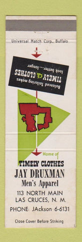 Matchbook Cover - Timely Men's Clothes Jay Druxman Las Cruces NM