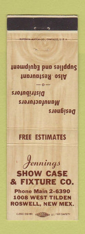 Matchbook Cover - Jennings Showcase Fixtures Roswell MN