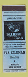 Matchbook Cover - Ivy Coleman Real Estate Ruidoso NM