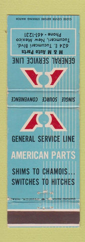 Matchbook Cover - General Service Auto Parts Tucumcari NM