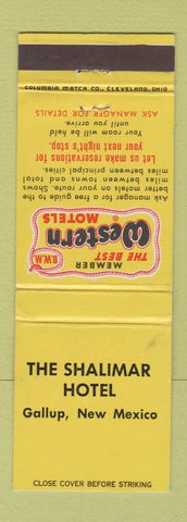 Matchbook Cover - Shalimar Hotel Gallup NM Best Western WEAR