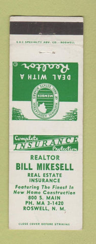 Matchbook Cover - Bill Mikesell Real Estate Insurance Roswell NM