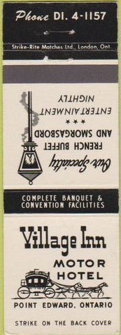 Matchbook Cover - Vilalge Inn Motor Hotel Point Edward ON