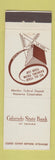Matchbook Cover - Colorado State Bank Denver Colorado