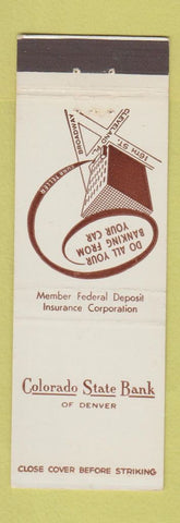 Matchbook Cover - Colorado State Bank Denver Colorado