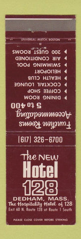 Matchbook Cover - New 128 Hotel Dedham MA