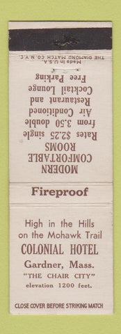 Matchbook Cover - Colonial Hotel Gardner MA