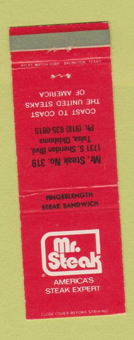 Matchbook Cover - Mr Steak Tulsa OK WEAR