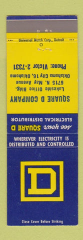 Matchbook Cover - Square D Company Electrical Supply Oklahoma City OK