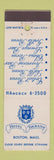 Matchbook Cover - Hotel Touraine Boston MA