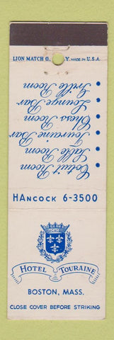 Matchbook Cover - Hotel Touraine Boston MA