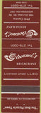 Matchbook Cover - Giovanni's Restaurant Mississauga ON Pizza