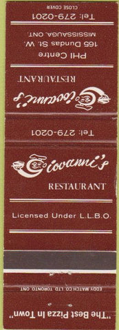 Matchbook Cover - Giovanni's Restaurant Mississauga ON Pizza
