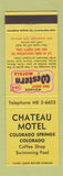 Matchbook Cover - Chateau Motel Colorado Springs Best Western